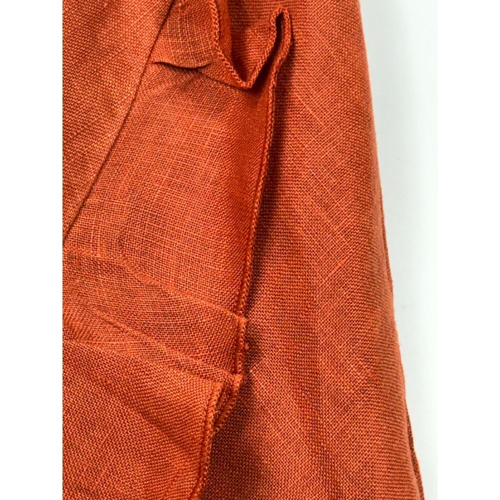 Taboo 100% Linen Ruffle Faux Wrap Coral color Midi Skirt Sz 42 - Picture 7 of 13